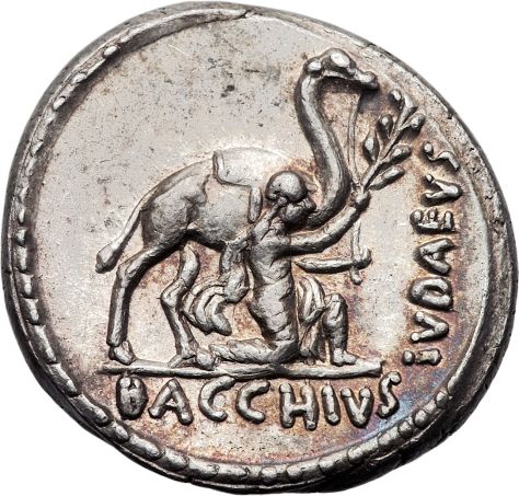 Aristobulus pays homage to Dionysus Denarius 55 BCE